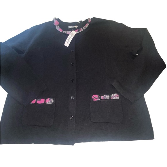 Pendleton plus 3X black cardigan with silk scarf accents nwts - Picture 11 of 14